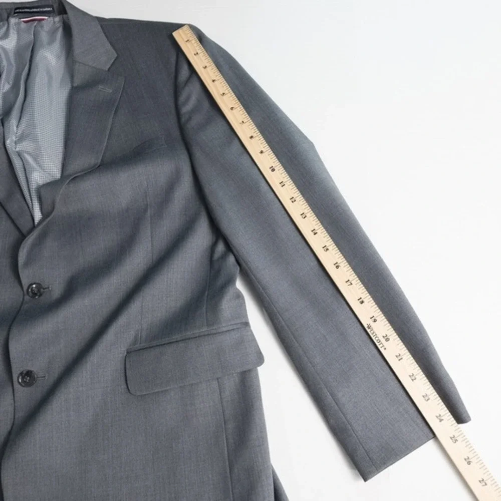 Tommy Hilfiger Wool Blend Blazer Mens 44R Gray Two Button Single‎ Breasted